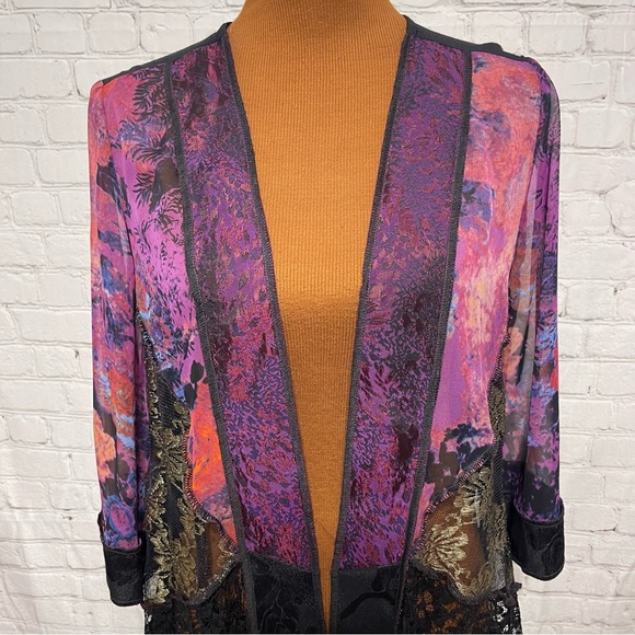 Studio VK Boho Mixed Media Sheer Cardigan Size S - Picture 2 of 6